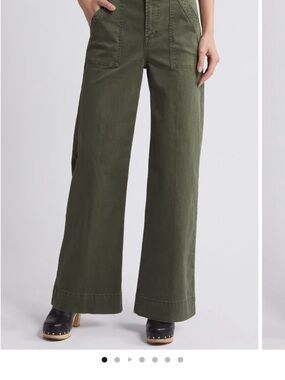 Frame Denim Wide-Leg Utility Pants in Olive